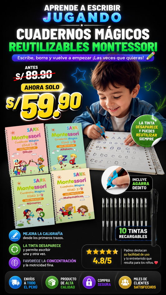 CUADERNOS MAGICOS REUTILIZABLE MONTESSORI