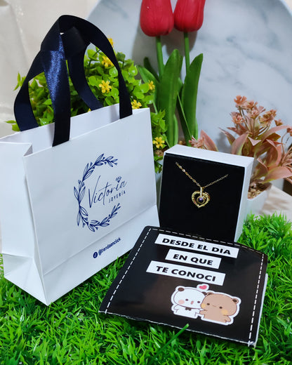 1 PACK LIBRITO 3D + COLLAR CORAZÓN PROYECTA TE AMO EN 100 IDIOMAS ❤️ -  ENVIO GRATIS